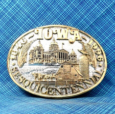Iowa Statehood 150 Years Belt Buckle  LE GP SP Vtg Award Design Medals .DBD556
