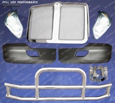 QSC Bumper LED Headlights Stainless Steel Deer Guard Grille for Kenworth T680