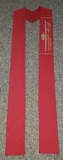 CLERGY STOLE OFFICIANT VESTMENT RED W/IHS EMBROIDERY