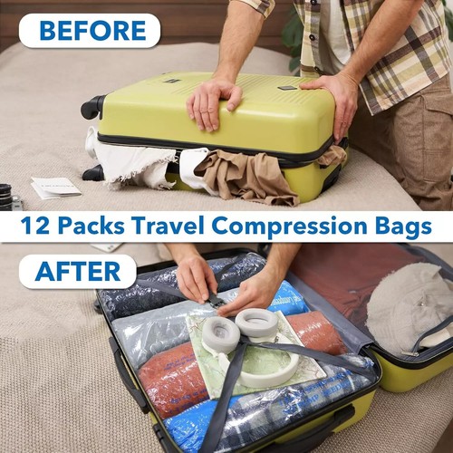 12 Pack Compression Bags for Travel | Vacuum Seal Storage Bags for Luggage & Dir - Picture 3 of 4