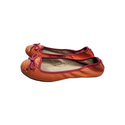 Butterfly Twists Francesca Foldable Flats Bow Round Toe Orange Pink Women's 7 eBay