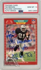 Tim Brown 1989 Pro Set Triple Inscription Stats Autographed Card #183 PSA/DNA 10