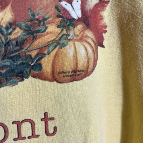 Vintage Vermont Sweatshirt Cats Fall Autumn Pumpkins Medium Y2K Cat Lady Yellow - Picture 8 of 8