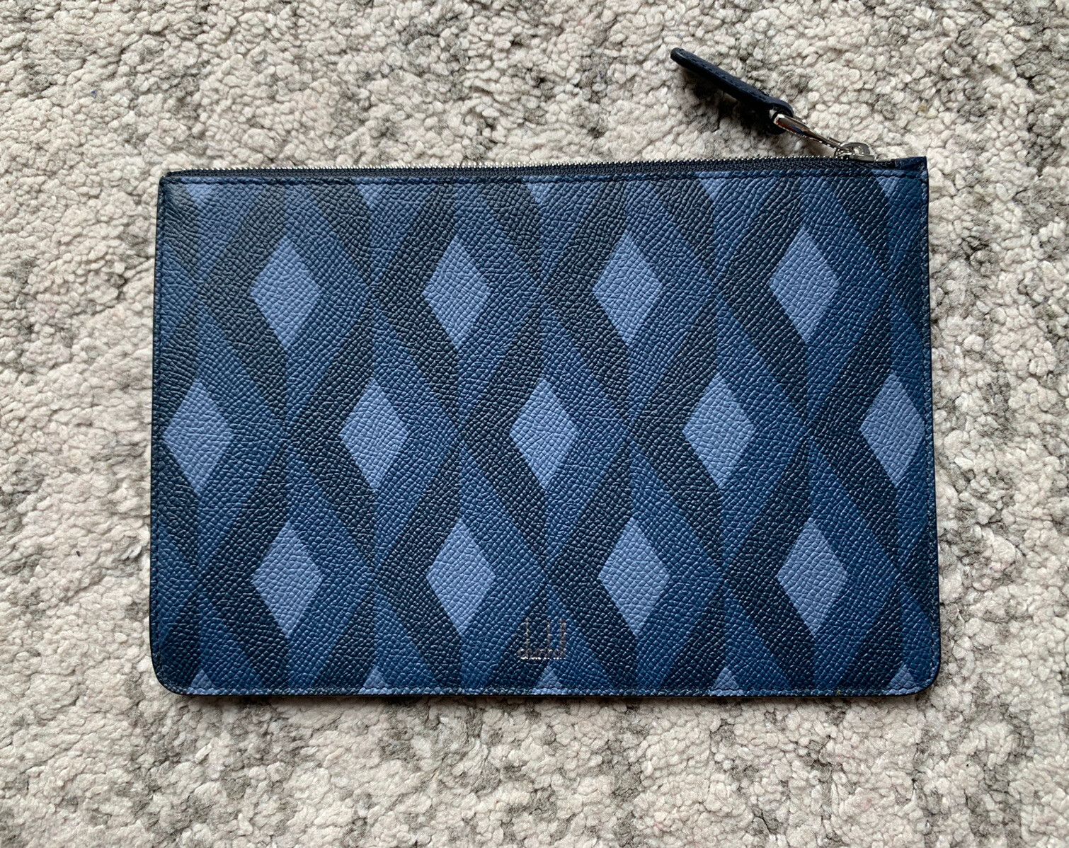 DUNHILL Men Cadogan Engine-Turn Geometric Black Blue Size 21 Cm X