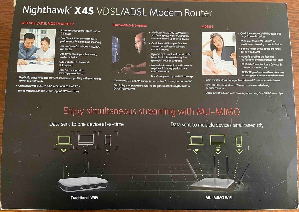 NETGEAR Nighthawk X4S D7800 AC2600 Wifi VDSL/ADSL Modem Router NBN Ready eBay