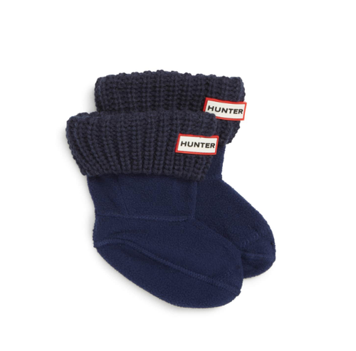 Hunter Navy Cardigan Knit Cuff Welly Boot Socks Girls Size L L19610 - Picture 2 of 2
