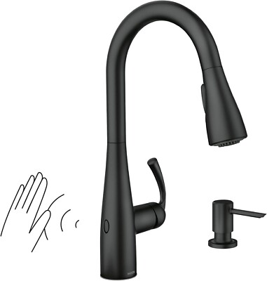 Moen Essie Touchless one-handle High Arc kitchen faucet Matte Black 87014EWBL