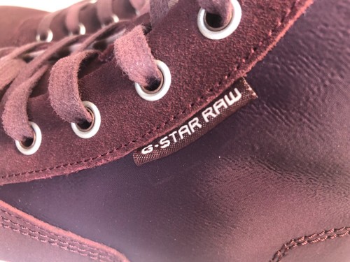 G STAR RAW PAGE VULCA MID CUT WOMEN SNEAKERS SHOES LACE UP MAROON FIG 38 7 7.5 - Picture 9 of 12