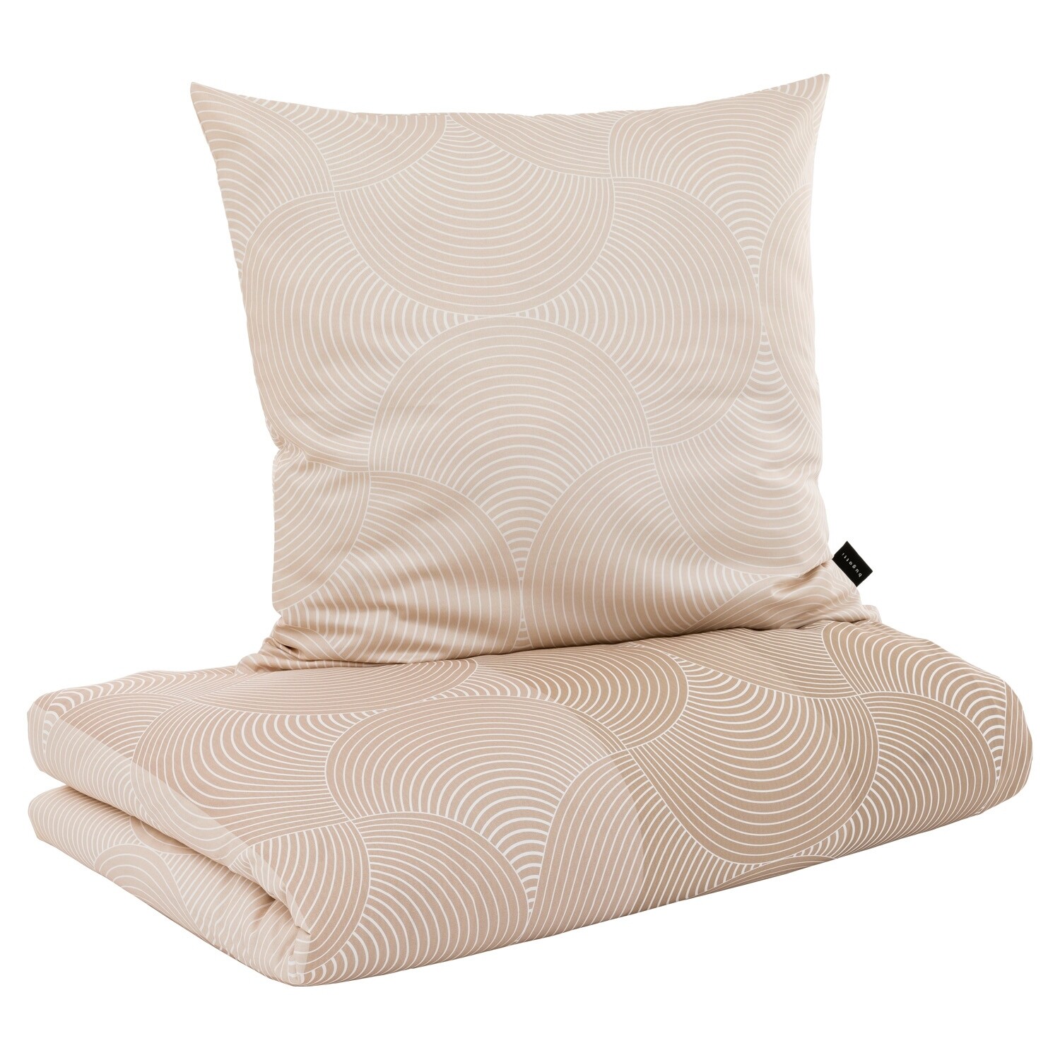 Beige Linien Bettwäsche 135x200 - Bügelfreie Mikrofaser Bettbezug 2er Set