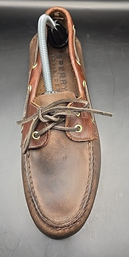 Sperry Top Slider 2 Eye Brown Leather Boat Shoes Size 10 M Leather upper 0195512 - Picture 2 of 16