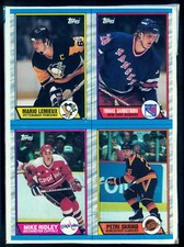 1989 TOPPS Hockey Mario Lemieux Sandstrom EX-NM BOX BOTTOM 4 CARD UNCUT PANEL 