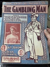 E 1902 11x14 Ragtime sheet music THE GAMBLING MAN by Jean Schwartz