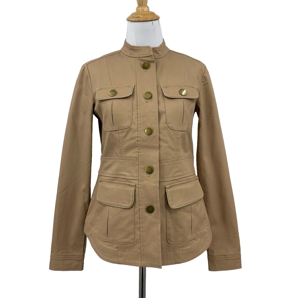 Ann Taylor Blouson Laine Tweed Vert Fermeture Boutonnée Taille 0 0-5