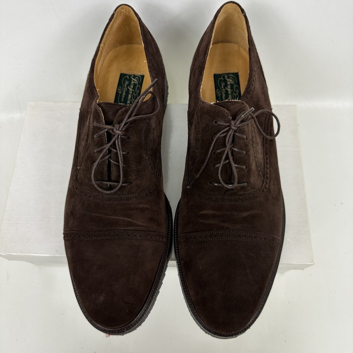 Benjamins Cap Toe Oxford shoes Brown Suede Men
