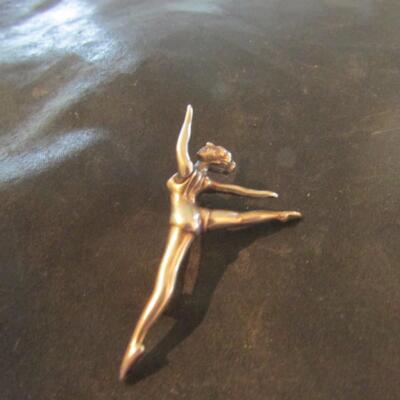 Lovely Vintage Rare Solid Silver Ballerina Brooch, UK - Main Image
