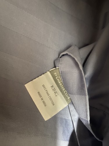 2 Charter Club Damask Stripe King Shams Pima Cotton EUC 500 TC Vapor Light Blue - Picture 3 of 6