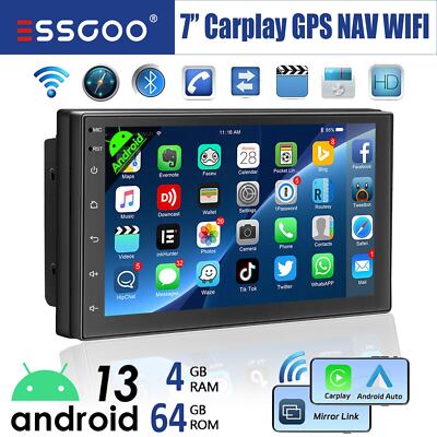 Doppel 2 DIN Android 13 4+64GB Carplay Autoradio GPS NAVI WiFi RDS Bluetooth USB