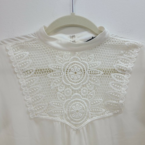 Top Express Transparente Mujer Pequeño Blanco Bordado Ojales Floral Cerradura Trasera - Imagen 3 de 12