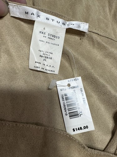 Max Studio Women's Beige Suede 3/4 Sleeve Pull Over Shirt Sz XL NWT - Picture 5 of 6