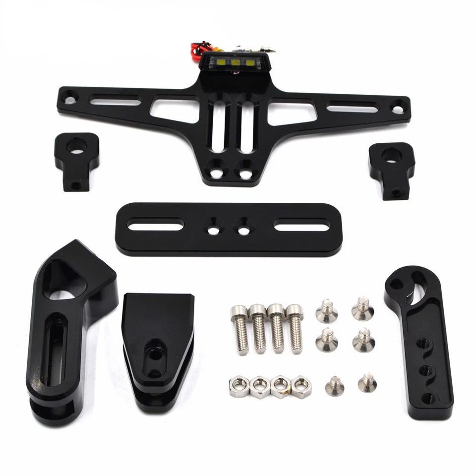 Aluminium Alloy Black Motorcycle License Plate Holder Bracket Folding Mount Kit — 第 2/4 张图片