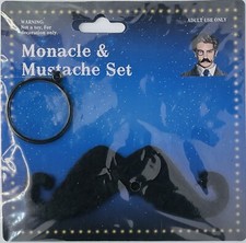 Halloween Costume Party Dress-up Wedding Adult Monocle  Mustache Set