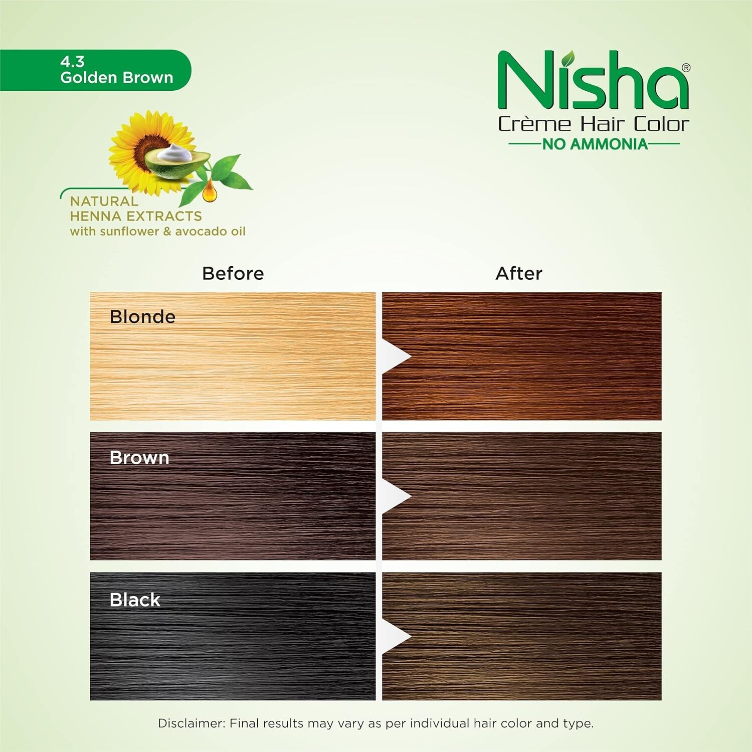 Nisha Creme Hair Color Golden Brown, Permanent Hair Colour for Women Men, No Amm