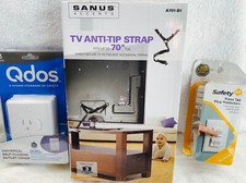 Safety- TV Anti Tip Strap, 3 outlet covers  20 press tab plug protectors