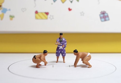 1:64 bemalte Figur Modell Miniatur Resin Diorama Sumo Wrestling Schiedsrichter Richter - Bild 10 von 10