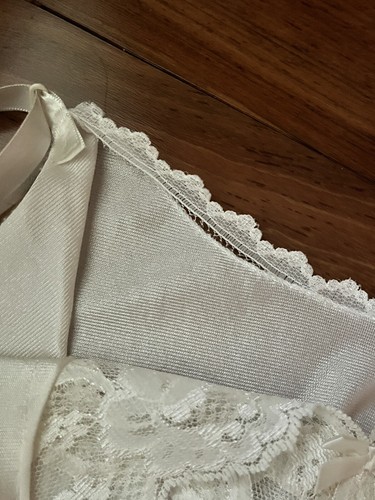 Vintage Vollschlupf Kleid Nachthemd Elfenbein Nylon Dessous Gr. 38 MÄNGEL - Bild 8 von 13