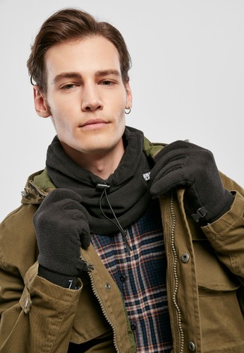 Urban Classics Complete Winter Set Fleece Gloves And Neck Warmer Unisex Black - Picture 3 of 10