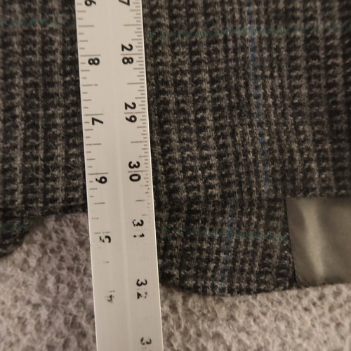 VTG Tweed Jacket L Gray Prince of Wales Check 100% Wool Blazer USA 1/4 Lined 44R - Picture 15 of 18