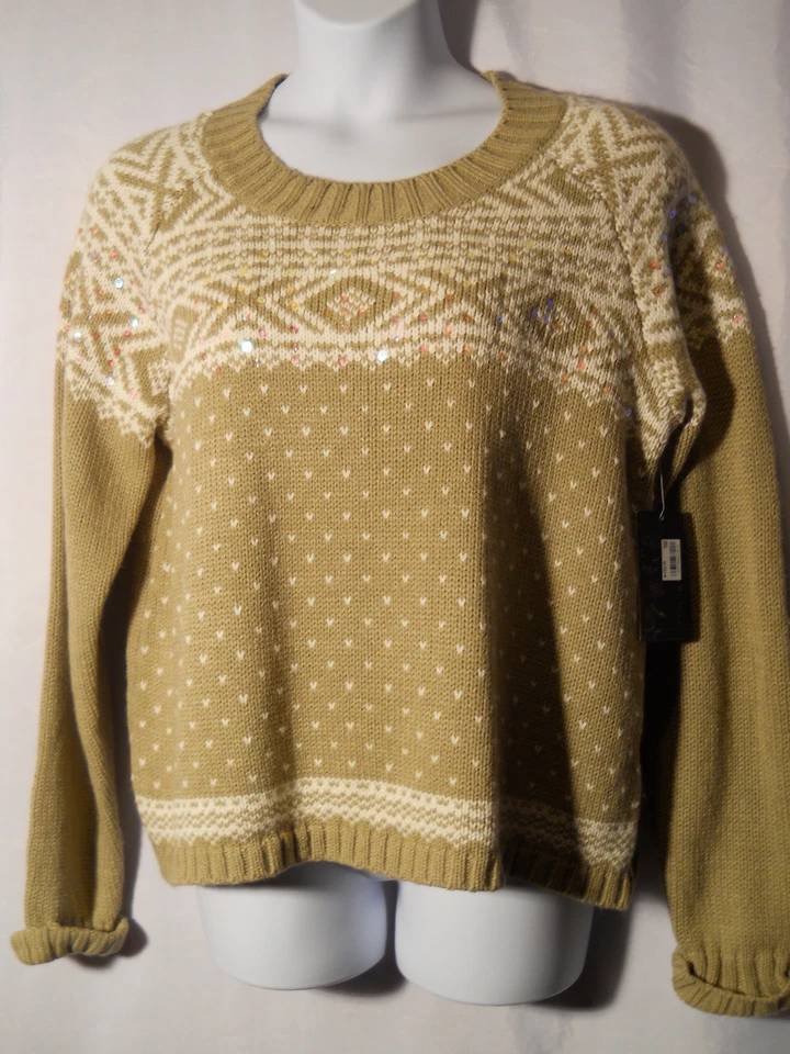Suéter Grueso Debbie Morgan Damas Mujeres Manga Larga Lentejuelas Tostado Talla XL Foto 3 de 4