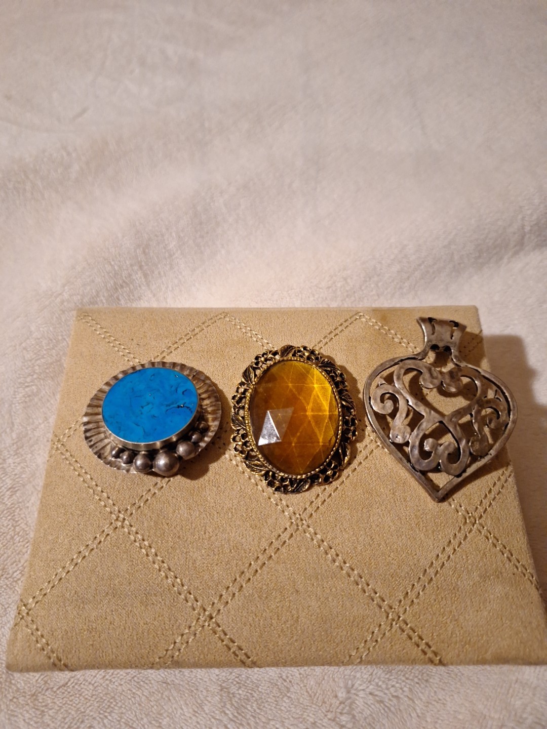 Turquoise Stone With Solid  Silver Brooch Looks L… - image 1