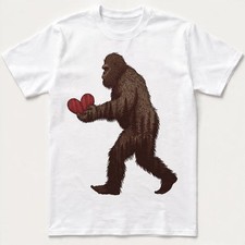 Bigfoot Valentines Day T-shirt, Sasquatch Forest Heart Love Hiking Outdoor Tee