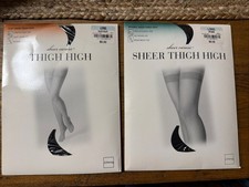 Vintage Thigh High Stockings 2 Pair JC Penny Sz. LONG Black Velvet  Off Black