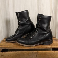 Vintage Justin combat kiltie lady logger boots. made in the USA. size 6.5B