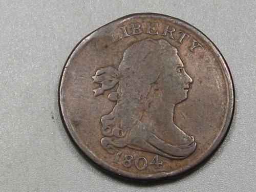 1804 Crosslet 4 w/ stems Draped Bust Half Cent.  Damage. - Picture 8 of 13