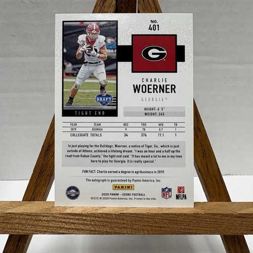 Charlie Woerner 2020 Panini Score Auto #’d RC Georgia Bulldogs 25/50 - Picture 2 of 3