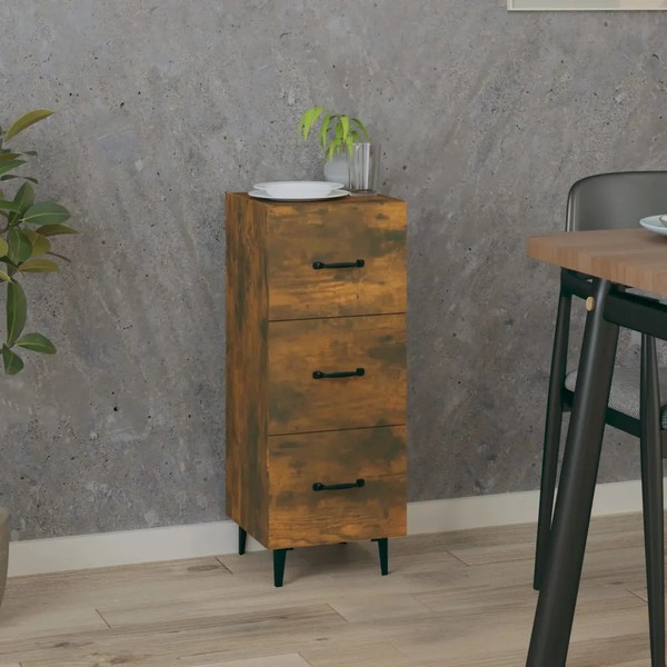 Schmales Sideboard RäUchereiche 34,5X34X90 Cm Holzwerkstoff-image