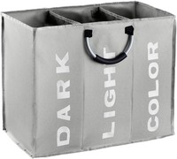 WäSchesortierer Faltbar 3 FäCher 90L 60×32×49Cm FüR Hell Dunkel WäSche Grau
