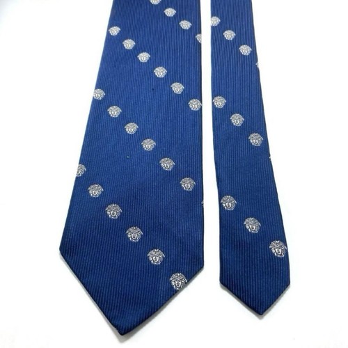 GIANNI VERSACE Rare tie Blue, white medusa pattern silk from Italy M4325 - Picture 23 of 24