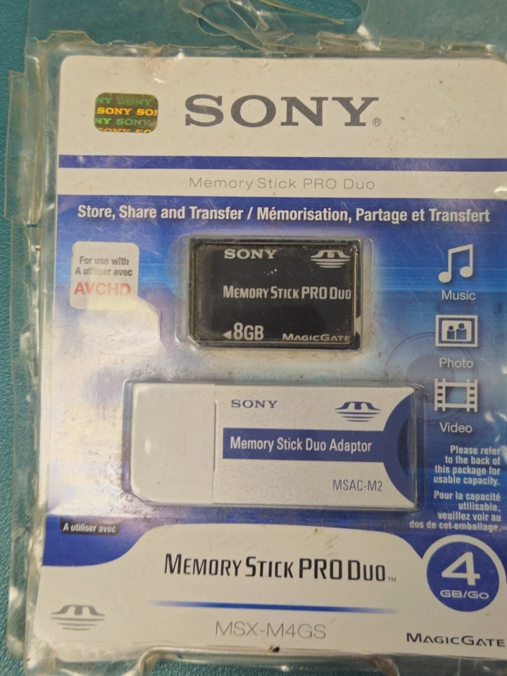 Memory Stick Pro Duo original Sony de 8 GB 1 pieza - un adaptador dúo de tarjeta larga Foto 3 de 4