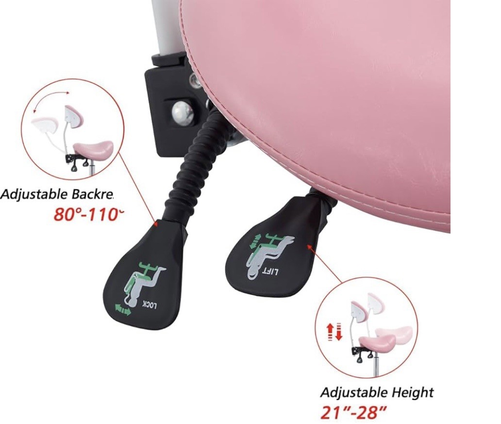 Saddle Stool Chair with Back Support Footrest, Heavy-Duty(350LBS), Hydraulic ...