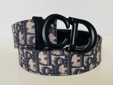 Dior Belt Men Monogram Belt Black CD Buckle Size 40-42