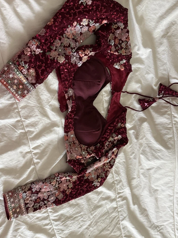 Saree Blouse Readymade Designer Sari Choli Indian Party Wear Bollywood Dress - Image 2 of 3