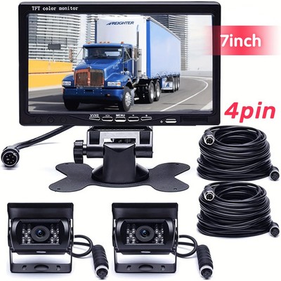 7'' Car Rear View Monitor With Two Heavy Duty Parking Reversing Backup Camera
