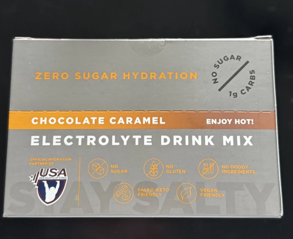 LMNT Cero Azúcar Electrolitos CHOCOLATE CARAMELO Sal Bebida Mezcla 30 Palitos EXP 2/26 Foto 2 de 3