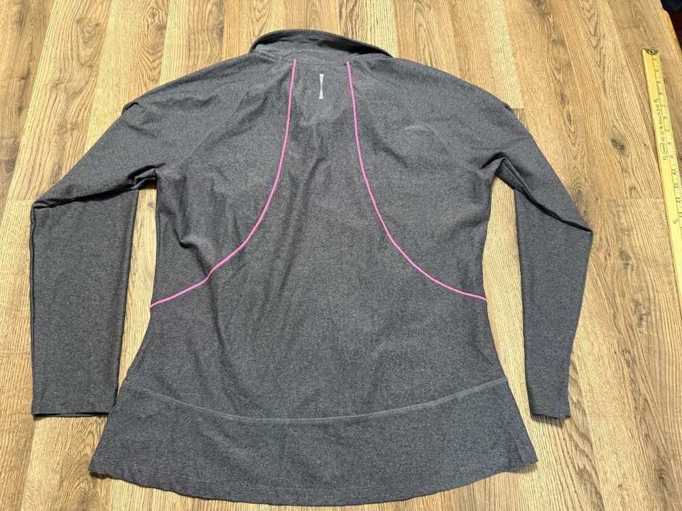 RBX Shirt, Women's Size XL, Grey Pink Long Sleeve 3/4 Zipper Athletic Wear - Image 2 of 4