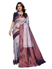Women's Kanjivaram Style Soft Silk Banarasi Sarees With Blouse Piece