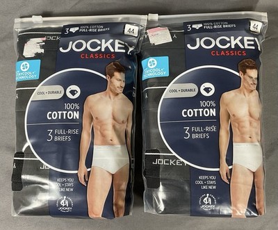 (2) Men's 3-Pack Classic Collection Jockey Full-Rise Briefs Black Size 44